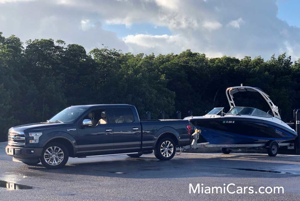 2015 Ford F-150 SuperCrew with 6.5' Box Towing a 2017 Yamaha AR190 in Key Biscayne, Florida