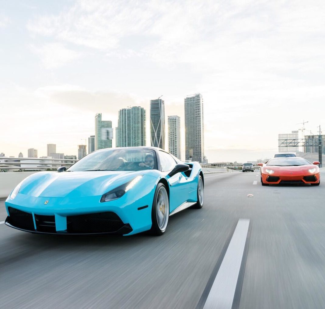 Miami Car Porn Featuring Ferraris Driving to Miami Beach