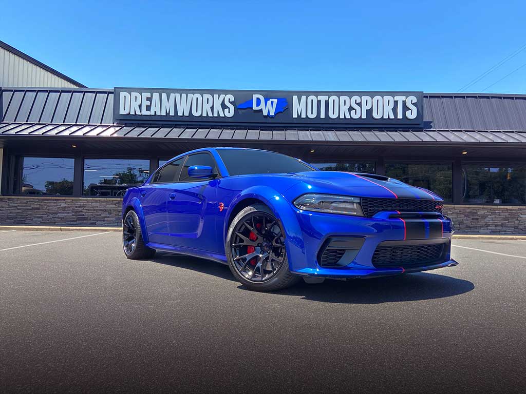 Blue Charger Hellcat - Photo Credit Dreamworks Motorsports