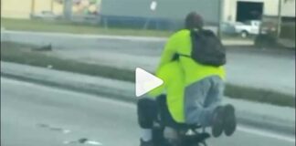 Crazy Only In Dade Drivers Two men on illegal scooter in Miami (photo credit @OnlyInDade)