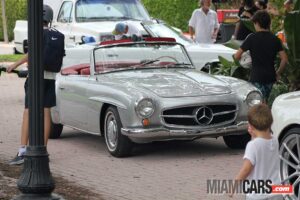 Silver Mercedes SL at the Key Biscayne Car Week 2022