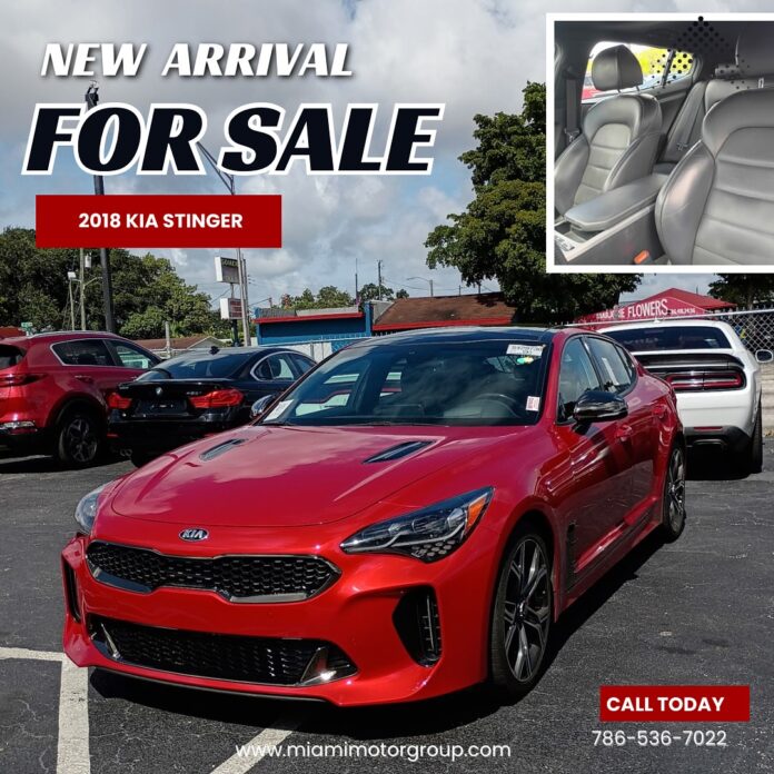 For Sale: 2018 Kia Stinger GT2 – Sedan 4D 🔥 Sporty. Sleek. Fully Loaded. 📍 Location: 1641 NW 27th Ave, Miami, FL 💰 Pr…