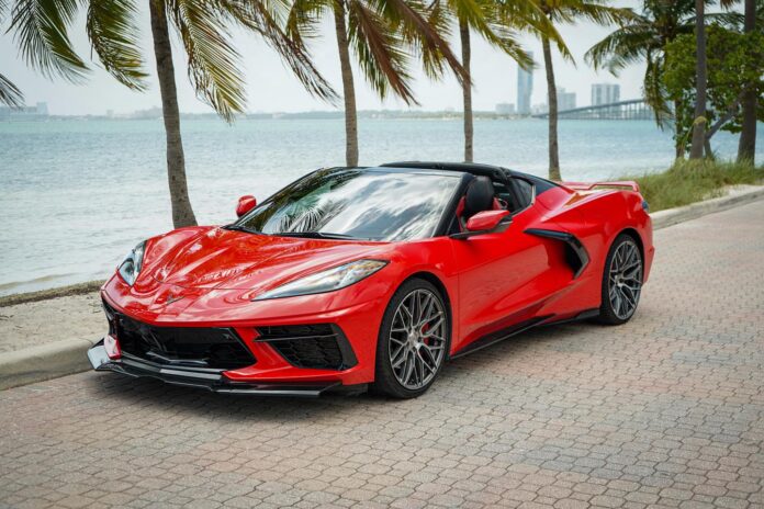 Red hot under the Miami sun 🌴🔥 @doitall.den • • • #C8Corvette #CorvetteC8 #CorvetteNation #ChevyCorvette #CorvetteLife…
