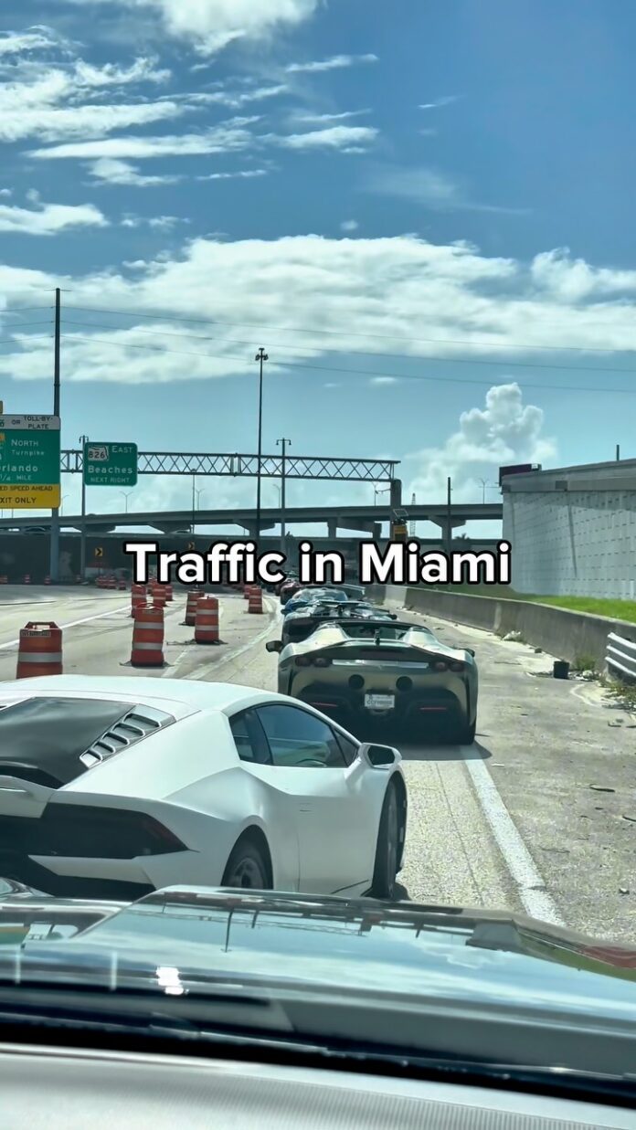 Miami traffic? More like a car show on the freeway. 😂🚗💨Which one are you taking home?👇 #carsofinstagram #supercar #l…