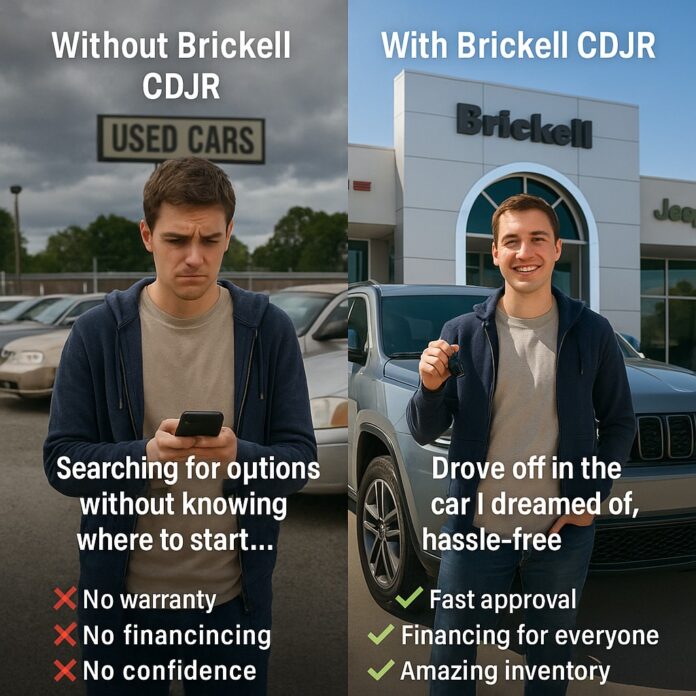 🚗 Without Brickell CDJR 😩 Searching for options… no clue where to start. ❌ No warranty ❌ No financing ❌ No confidence …