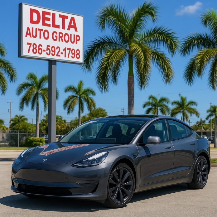 🚗 Car of the Day 🚗 2018 Tesla Model 3 Long Range now in stock at Delta Auto Group of Miami! ⚡ Sleek, tech-savvy, and e…