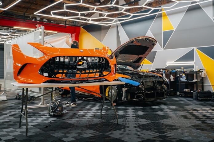 Behind the Build 🍊 This AMG GTR is getting a full color change with Pure’s PPF in Metallic Citrus. A bold, self-healing…